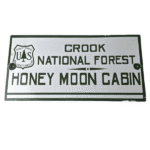 Vintage Forest Service Sign – Honey Moon Cabin Porcelain National Park Gas Sign - Image 2