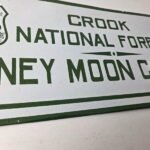 Vintage Forest Service Sign – Honey Moon Cabin Porcelain National Park Gas Sign - Image 10