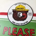 Vintage Forest Service Sign – Smokey Bear Please Prevent Gas Porcelain Sign - Image 3