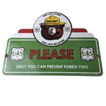 Vintage Forest Service Sign – Smokey Bear Please Prevent Gas Porcelain Sign - Image 2