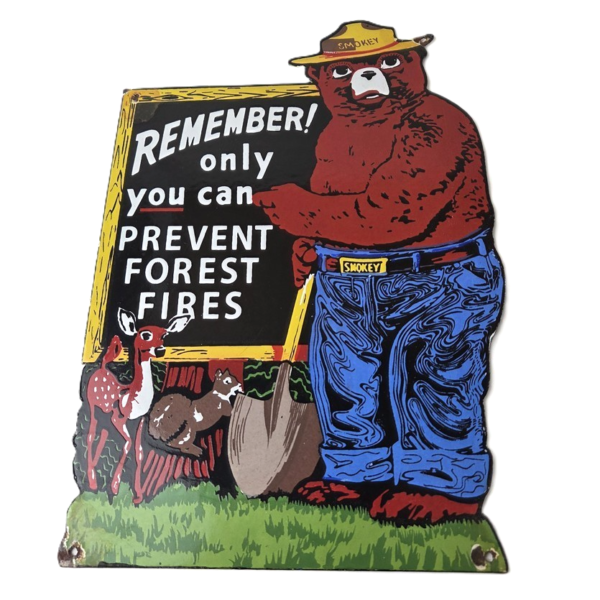 vintage-forest-service-sign-smokey-remember-forest-fires-gas-porcelain-sign-306641367848-600x600-1.png Vintage Forest Service Sign – Smokey Remember Forest Fires Gas Porcelain Sign - Image 1