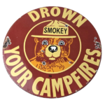 Vintage Forest Service Sign – Smokey the Bear Camping Hiking Gas Porcelain Sign