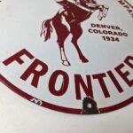 Vintage Frontier Gasoline Sign – Cowboy Gas Oil Service Station Porcelain Sign - Image 11