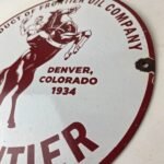 Vintage Frontier Gasoline Sign – Cowboy Gas Oil Service Station Porcelain Sign - Image 13