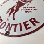 Vintage Frontier Gasoline Sign – Cowboy Gas Oil Service Station Porcelain Sign - Image 14