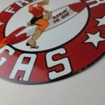 Vintage Frontier Gasoline Sign – Pinup Cowgirl Sign Gas Oil Pump Porcelain Sign - Image 11