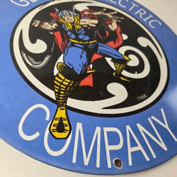 Vintage General Electric Sign – Thor Marvel Gas Auto Shop Pump Porcelain Sign - Image 11