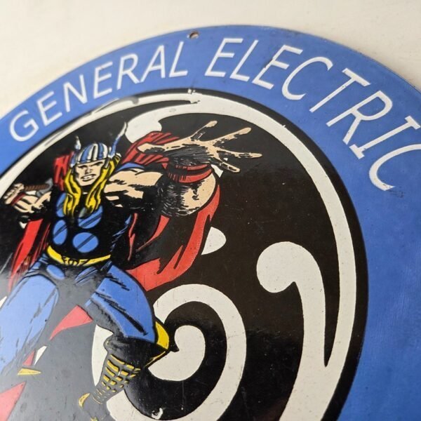 Vintage General Electric Sign – Thor Marvel Gas Auto Shop Pump Porcelain Sign - Image 12