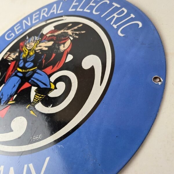 Vintage General Electric Sign – Thor Marvel Gas Auto Shop Pump Porcelain Sign - Image 13