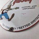 Vintage Gibson Guitars – Acoustic Electric Bass Porcelain Gas Station Goofy Sign - Image 14