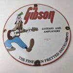 Vintage Gibson Guitars – Acoustic Electric Bass Porcelain Gas Station Goofy Sign - Image 15