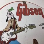 Vintage Gibson Guitars – Acoustic Electric Bass Porcelain Gas Station Goofy Sign - Image 5