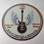 Vintage Gibson Guitars – Acoustic Electric Bass Store Porcelain Gas Station Sign - Image 15