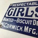 Vintage Girls Wanted Sign – Biscuit Department Porcelain Gas Pump Sign - Image 14