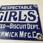 Vintage Girls Wanted Sign – Biscuit Department Porcelain Gas Pump Sign - Image 4
