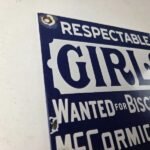 Vintage Girls Wanted Sign – Biscuit Department Porcelain Gas Pump Sign - Image 5