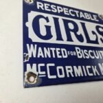 Vintage Girls Wanted Sign – Biscuit Department Porcelain Gas Pump Sign - Image 6