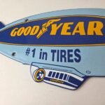 Vintage Goodyear Blimp Sign – Porcelain Gas Service Tires Advertising Sign - Image 3