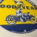 Vintage Goodyear Motorcycle Tires Sign – Porcelain Gas Pump Station Sign - Image 11