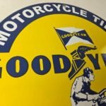 Vintage Goodyear Motorcycle Tires Sign – Porcelain Gas Pump Station Sign - Image 5