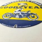 Vintage Goodyear Motorcycle Tires Sign – Porcelain Gas Pump Station Sign - Image 10