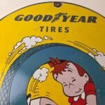 Vintage Goodyear Tires Sign – Porcelain Service Station Battery Gas Pump Sign - Image 3