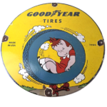 Vintage Goodyear Tires Sign – Porcelain Service Station Battery Gas Pump Sign