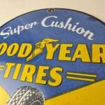 Vintage Goodyear Tires Sign – Super Cushion Porcelain Gas Pump Station Sign - Image 12