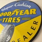 Vintage Goodyear Tires Sign – Super Cushion Porcelain Gas Pump Station Sign - Image 13