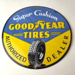 Vintage Goodyear Tires Sign – Super Cushion Porcelain Gas Pump Station Sign - Image 15