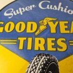 Vintage Goodyear Tires Sign – Super Cushion Porcelain Gas Pump Station Sign - Image 3