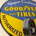 Vintage Goodyear Tires Sign – Super Cushion Porcelain Gas Pump Station Sign - Image 6