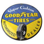 Vintage Goodyear Tires Sign – Super Cushion Porcelain Gas Pump Station Sign - Image 2