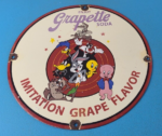 Vintage Grapette Soda Sign – Porcelain Grape Flavor Cola Beverage Gas Pump Sign