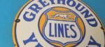 Vintage Greyhound Yelloway Porcelain – Bus Line Company News Gas Pump Sign - Image 6