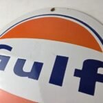 Vintage Gulf Gasoline Sign – Ad Service Station Gas Pump Advertising Sign - Image 12