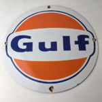 Vintage Gulf Gasoline Sign – Ad Service Station Gas Pump Advertising Sign - Image 15