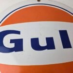 Vintage Gulf Gasoline Sign – Ad Service Station Gas Pump Advertising Sign - Image 3