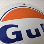 Vintage Gulf Gasoline Sign – Ad Service Station Gas Pump Advertising Sign - Image 5