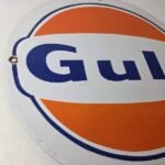 Vintage Gulf Gasoline Sign – Ad Service Station Gas Pump Advertising Sign - Image 6