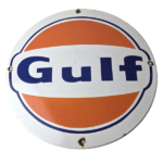 Vintage Gulf Gasoline Sign – Ad Service Station Gas Pump Advertising Sign - Image 2