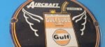 Vintage Gulf Gasoline Sign – Aircraft Lube Gas Pump Station Porcelain Sign - Image 4