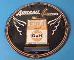 Vintage Gulf Gasoline Sign – Aircraft Lube Gas Pump Station Porcelain Sign