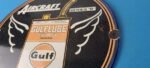 Vintage Gulf Gasoline Sign – Aircraft Lube Gas Pump Station Porcelain Sign - Image 7
