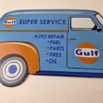 Vintage Gulf Gasoline Sign – Gas Motor Oil Service Truck Pump Porcelain Sign - Image 3
