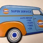 Vintage Gulf Gasoline Sign – Gas Motor Oil Service Truck Pump Porcelain Sign - Image 5