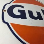 Vintage Gulf Gasoline Sign – Large Ad Service Station Gas Pump Advertising Sign - Image 6