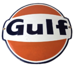 Vintage Gulf Gasoline Sign – Large Ad Service Station Gas Pump Advertising Sign