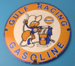 Vintage Gulf Gasoline Sign – Racing Division Gas Pump Station Porcelain Sign - Image 2