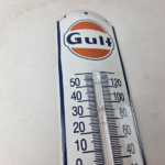 Vintage Gulf Racing Sign – Gas Service Pump Ad Sign on Porcelain Thermometer - Image 5